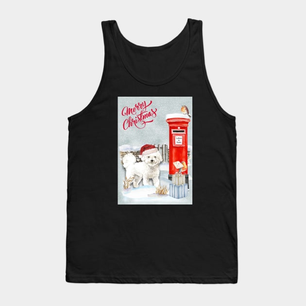 Bichon Frise Merry Christmas Santa Dog Tank Top by Puppy Eyes